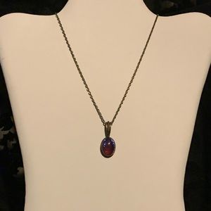 Red/Blue Dragon Breath Jelly Opal Bronze Necklace